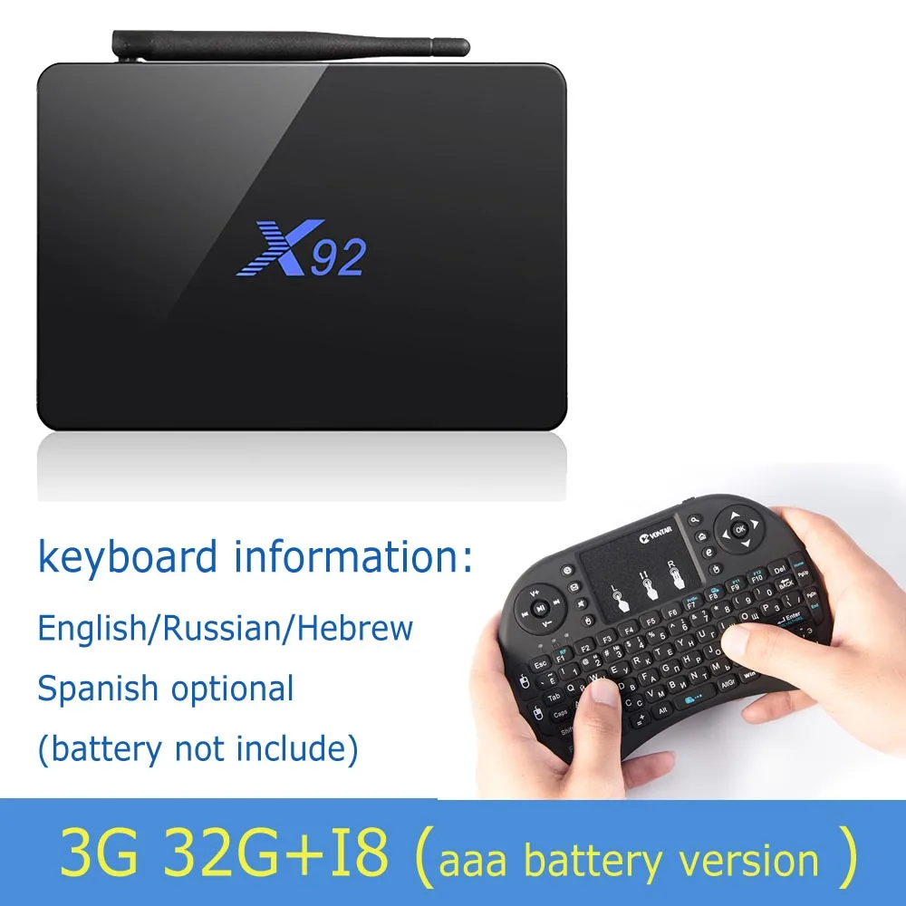 [Подлинный] X92 3 Гб/32 ГБ 3 ГБ/16 ГБ 2 ГБ/16 ГБ Android 7,1 Smart tv Box Amlogic S912 Восьмиядерный процессор полностью загруженный 5G Wifi телеприставка - Цвет: 3G 32G add i8