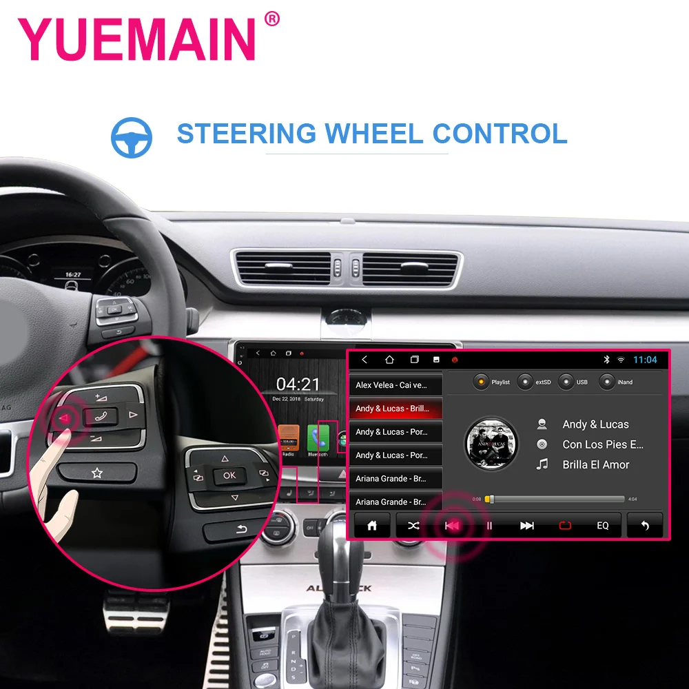 YUEMAIN Radio de coche reproductor Multimedia para VW Volkswagen Passat B7 B6/Magotan 2Din Android 8,1 Autoradio GPS navegación DVR cámara