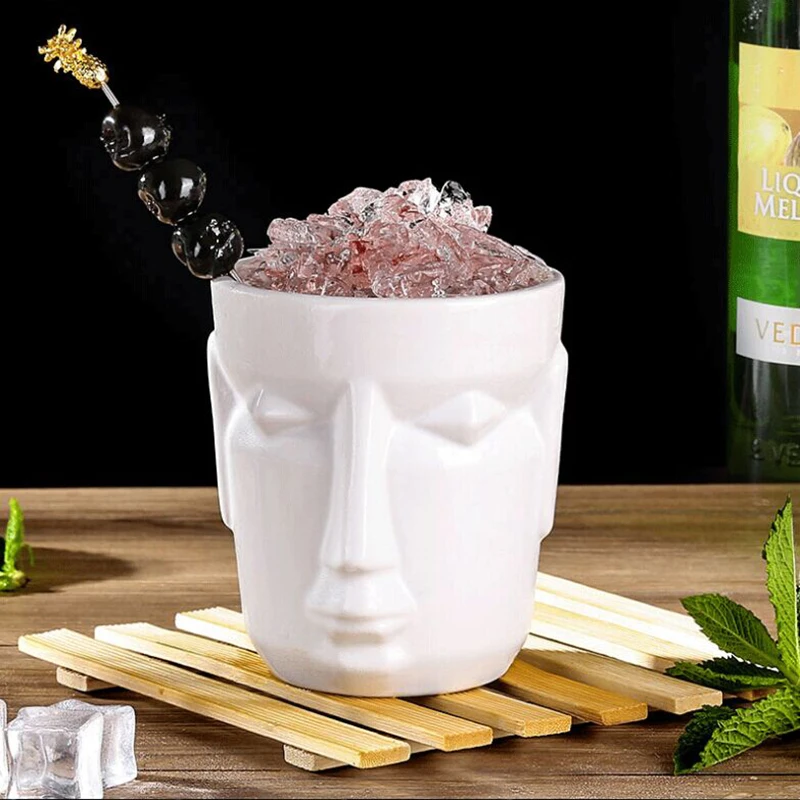 

White beauty Tiki Mug Barware Cocktail Mugs Beer Wine Cup Art Ceramic Cup Wine Accessories Ceramic Crafts Bar Tools Cocktail