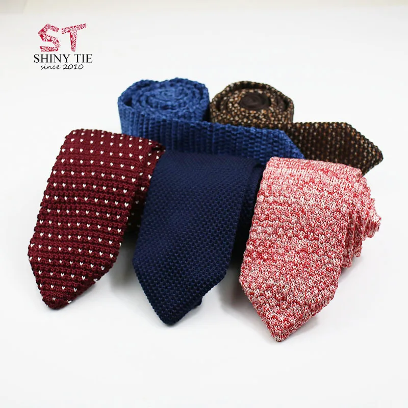 

2018 Genuine Knitted Ties Dot Solid Men's Triangle Woven Polyester Necktie Slim Casual Cravat Winter Tie For Men Accessories