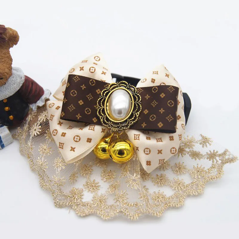 New Design 2016 DIY Handmade Dog Collar Pet Bowtie Bell Necktie