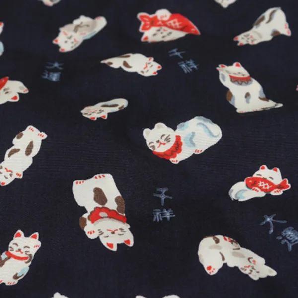 Наполовину ярд Тайвань импорт мягкий бриз lucky cat печати ткани, ручной работы DIY лоскутное платье telas ткани CR-A147 - Цвет: navy