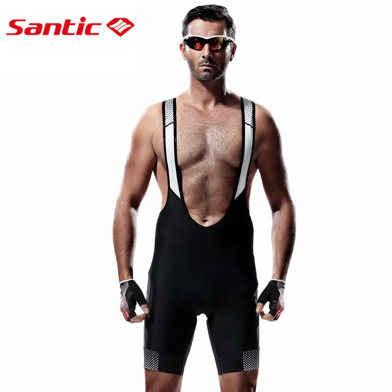 Santic Men Cycling Bib Shorts MTB Padded Breathable Mesh Mountain Road Bicycle Bike Short Cycling Bib Short mtb Ciclismo - Цвет: M7C05095