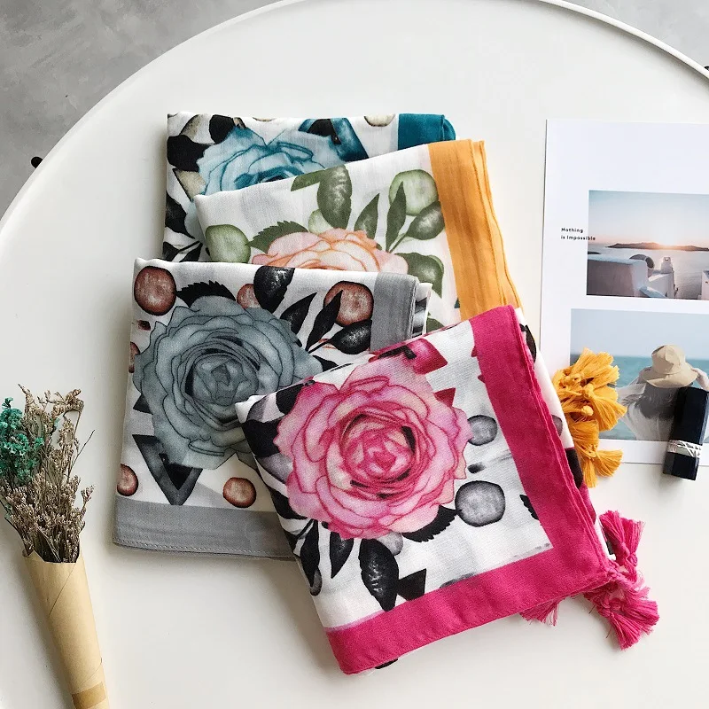 

2019 Fashion Newest Women Geometry Floral Pattern Geometry Pattern Scarf Shawls 4Colors 10pcs/lot