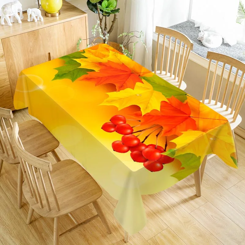 

Golden Maple Leaves Tablecloth Cloth Thicken Oxford Rectangular Table Cloth for Wedding Customizable size 100X140cm/140X200cm