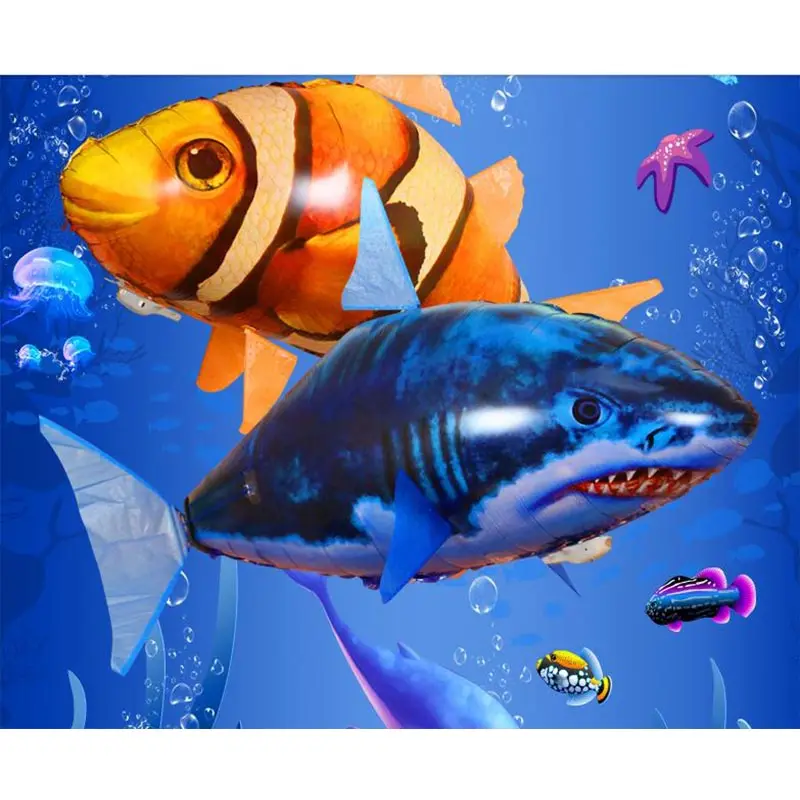 

Remote Control Flying White Shark Toys For Children Air Swimming Fish Infrared Remote Balloon Clown Fish Kid Toy Gift Decoration