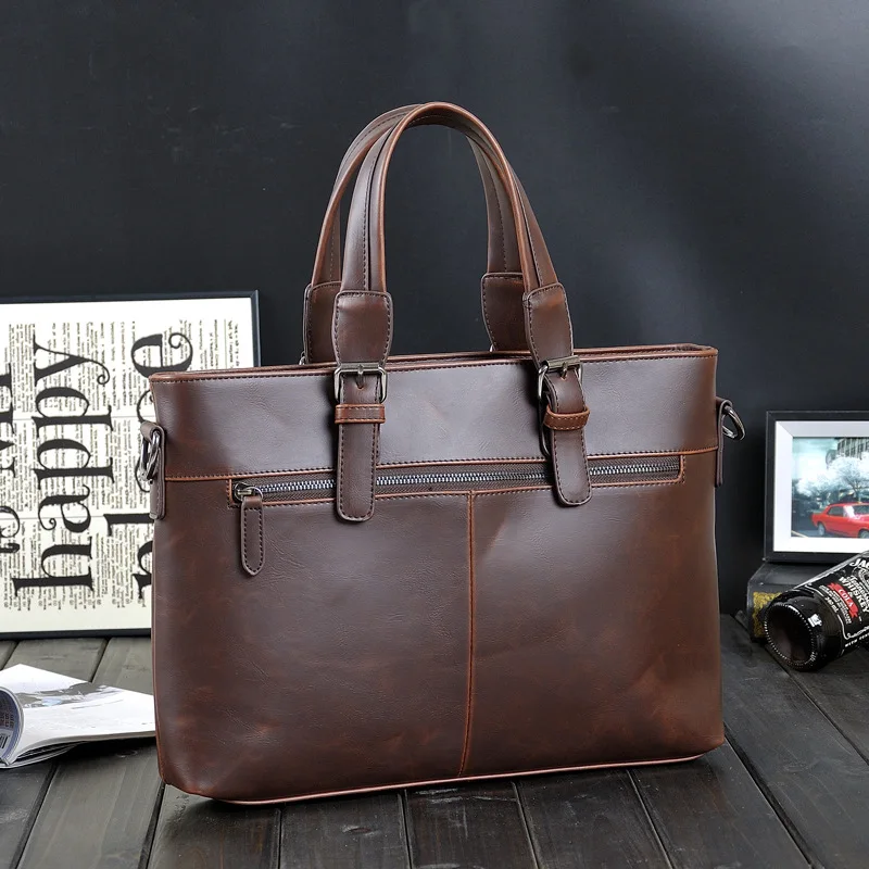 Дизайнерский мужской портфель винтажные сумки через плечо Crazy horse Кожаные Деловые Офисные сумки повседневные дорожные сумки-мессенджеры для ноутбука