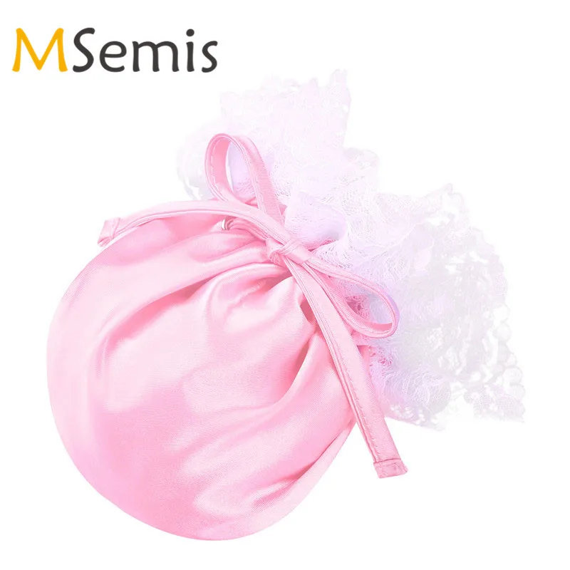 

Adult Mens Sissy Lingerie C-String Panties for Gay Underwear Floral Lace Elastic Drawstring Satin Male Bulge Pouch Mini Thong