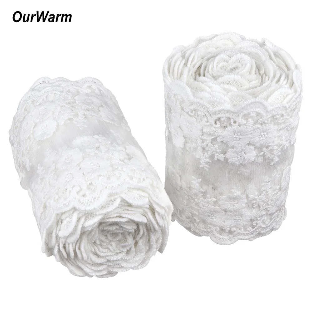 

OurWarm 1m White Lace fabric Apparel Sewing Fabric DIY Accessories Craft 1m Length 11cm Width