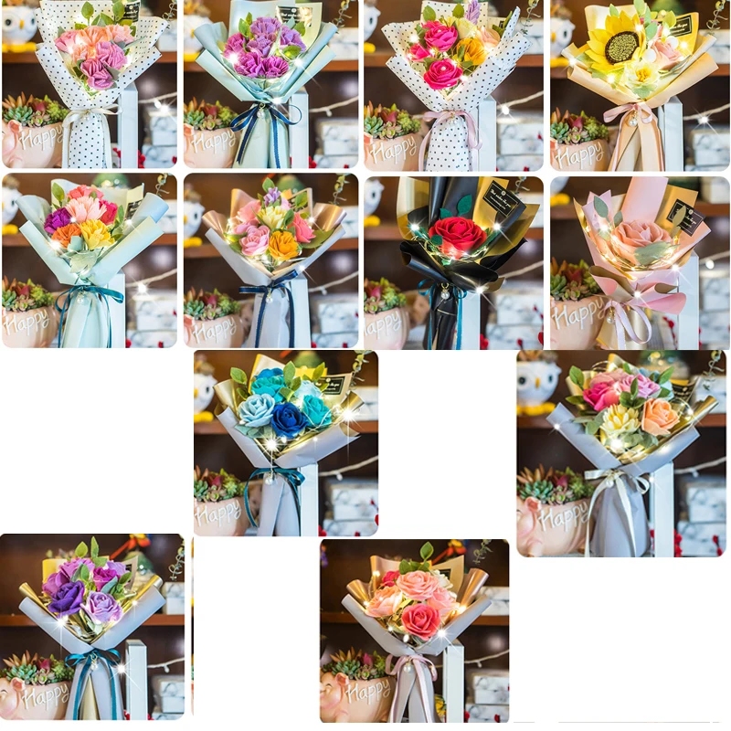 DIY Craf Felt Package Has been cut non-woven fabric handmade material package Carnation rose bouquet flower | Дом и сад