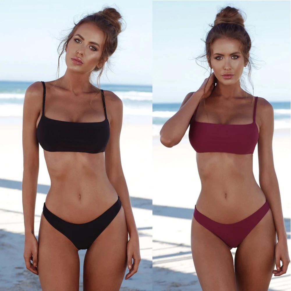 

Sexy 2019 Micro Bikini Set Solid Swimwear Brazilian Bikinis Thong Beach Wear Woman Swimsuit Bathing Suit Biquini Bra Womens