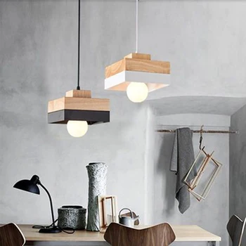 

Modern LED Pendant Lights Round/Square Wooden Pendant Lamp Cafe Bar Restaurant Bedroom Bedside Decoration Hanging Lamp Luminaire