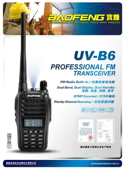 

DHL/EMS free shipping baofeng UV-B6 Walkie Talkie Long Distance Dual Band Two Way Radio Hands Free FM Transceiver