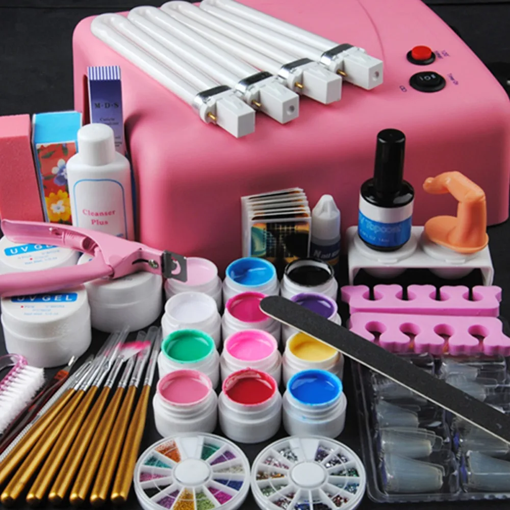 

Manicure Set Of Tools Nail Set Kit UV Led Lamp 12PC UV Gel Nail Polish Art Tools Nail Set Kit Building Gel Set Nail Polish Kit