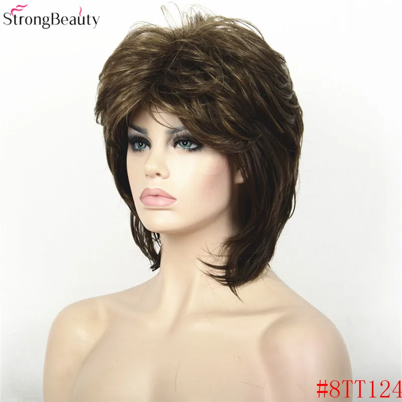 Сильный красота синтетические волосы короткие прямые парики для женщин монолитный парик