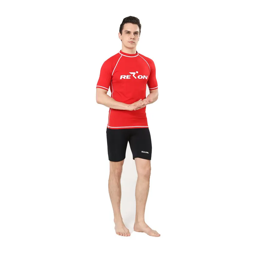 Short Sleeves Rash guards Men's Swim Shirt Surfing Top Vest Surfing Rashguards Swim Clothes Beach Wear (5)