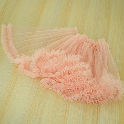 skin pink 30 см в ширину 1 м в партии, разноцветная кружевная отделка с рюшами, романтическое кружево для детской юбки/куклы, ткань X403 - Цвет: skin pink