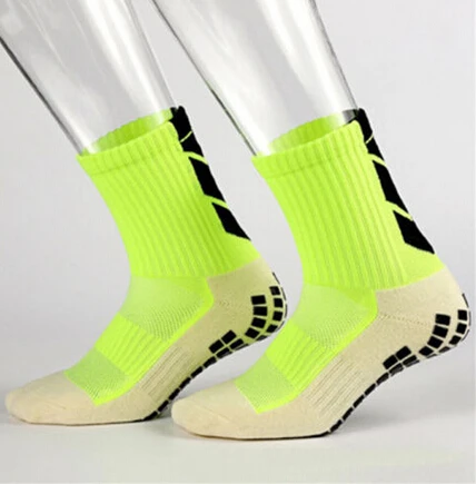 7 цветов, высокое качество, такой же тип, как и носки для футбола, противоскользящие носки для футбола, мужские спортивные носки для занятий спортом, фитнесом, носки из хлопка, Calcetines - Цвет: Зеленый