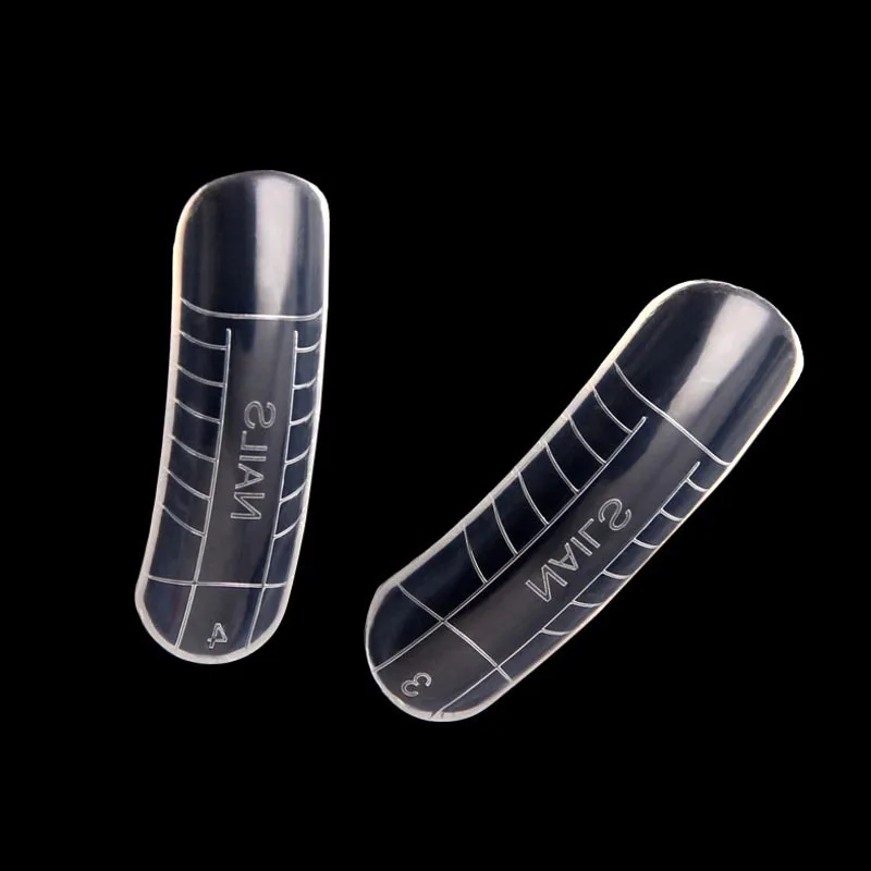 120Pcs/lot Clear French Full Cover Acrylic Nail Mold With Scale Tools False Nail Art Tips For Poly 