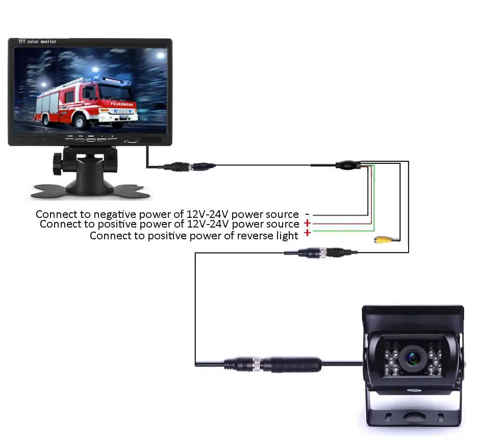 Podofo 18 ИК Реверсивный Камера 4Pin+ " ЖК-дисплей монитор 12 V/24 V для грузовика, автобуса Ван заднего вида Комплект Авто безопасности монитор 10 м