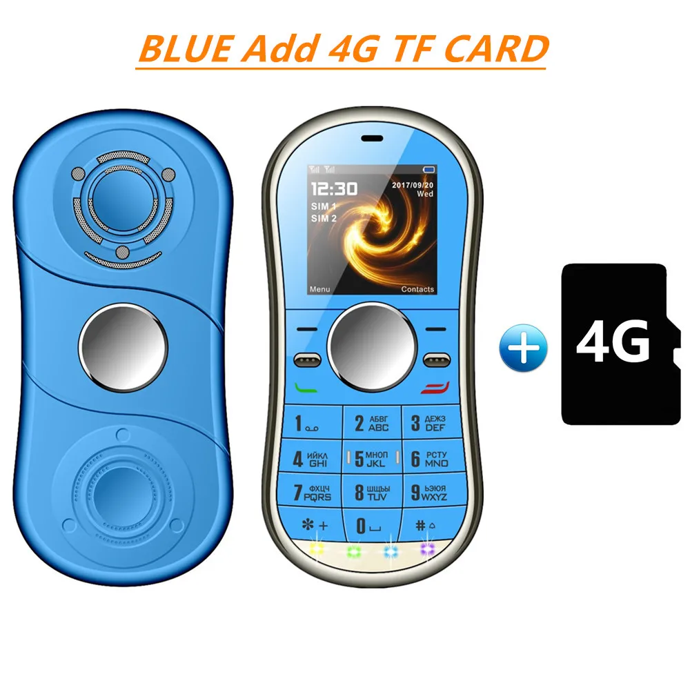 SERVO S08 Спиннер для мобильного телефона 1,3 дюймов две sim-карты GPRS Bluetooth FM радио Ручной Спиннер мобильный телефон с русской клавиатурой - Цвет: Blue N 4GB TF Card