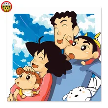 Картина по номерам художественная краска по номерам карандаш Shinchan, счастливый, а также белый, DIY домашний декор живопись, рисование на ткани