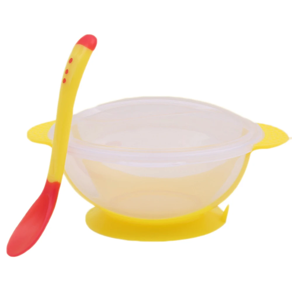 Baby Tableware Dinnerware Suction Bowl with Temperature Sensing Spoon baby food Baby Dinner Feeding Bowls Dishes Set