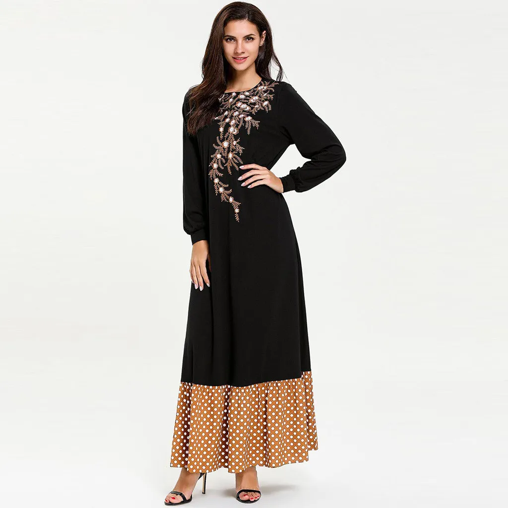 KLV мусульманский черный абайя Исламская повседневная одежда для женщин вышивка Дубай Кафтан халат кардиган jilбаб Макси платье Турецкая