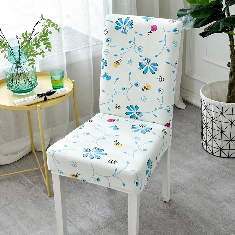 

1Pc Spandex Elastic Slipcovers Chair Covers Stretch Removable Dining Chair Cover Flower With Backrest Modern Dinner Seat Case