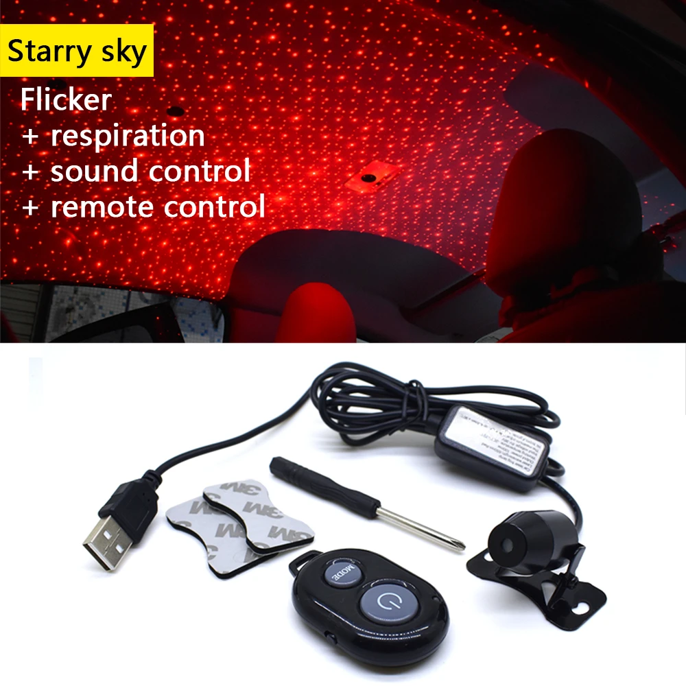 

1Pcs Car USB Plug Atmosphere Light DJ Mini Colorful Music Sound Lamp laser star light Remote Control Enjoy Christmas Day Gift