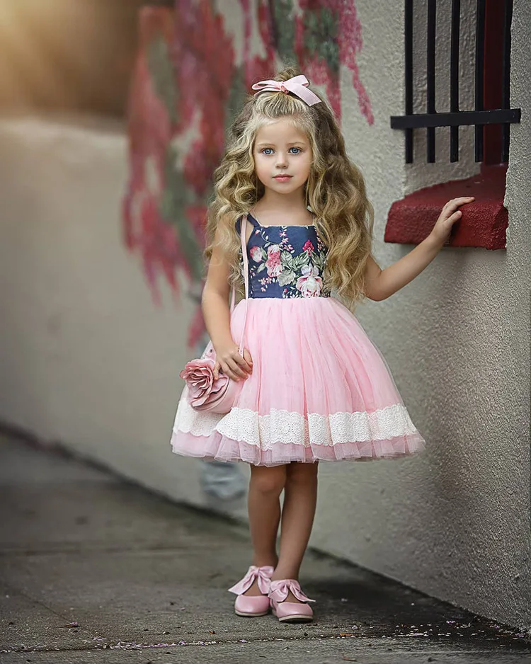 

Elegant princess girls lace dress summer cotton floral lace strap kids dresses for girls clothing princess party wedding costume