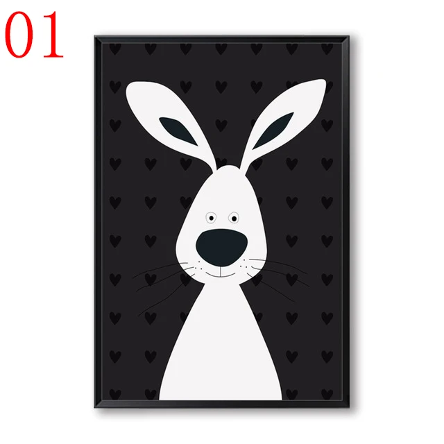 Canvas-Poster-Decor-Kids-Room-Printing-Wall-Black-White-Cartoon-Animal-Lovely-River-Horse-Bear-Rabbit.jpg_640x640 (1)