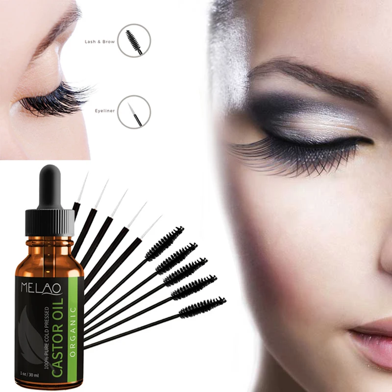 

MELAO 100% Natural Eyelashes Eyebrow Growth Fluid Body Hair Massage Essential Oil Essence with Brushes Makeup Accessories TSLM2