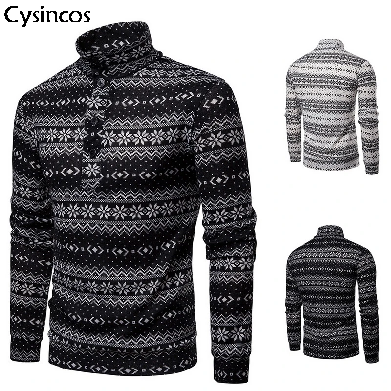 Cysincos/мужской свитер с длинными рукавами в стиле пэчворк Модный осенне-зимний