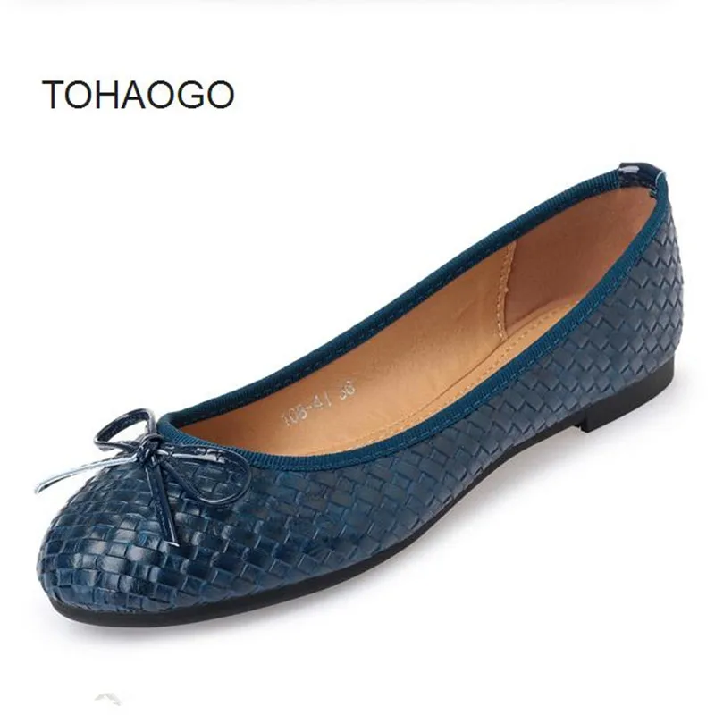 

2019 spring new Plus Size 40 41 women's shoes woven material bow round head shallow mouth flat shoes Ballet Flats Female obuv