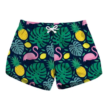 

Women's Summer Casual Flamingo Print Drawstring Beach Hot Short Scanties Beauty Tropical Wide Leaves Plants Leaf Shorts Trousers