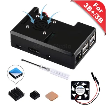 

New! ABS Black / Transparent Clear Shell Enclosure Case with Heat Sink Cooling Fan for Raspberry Pi 3B Plus (3B+) / 3B