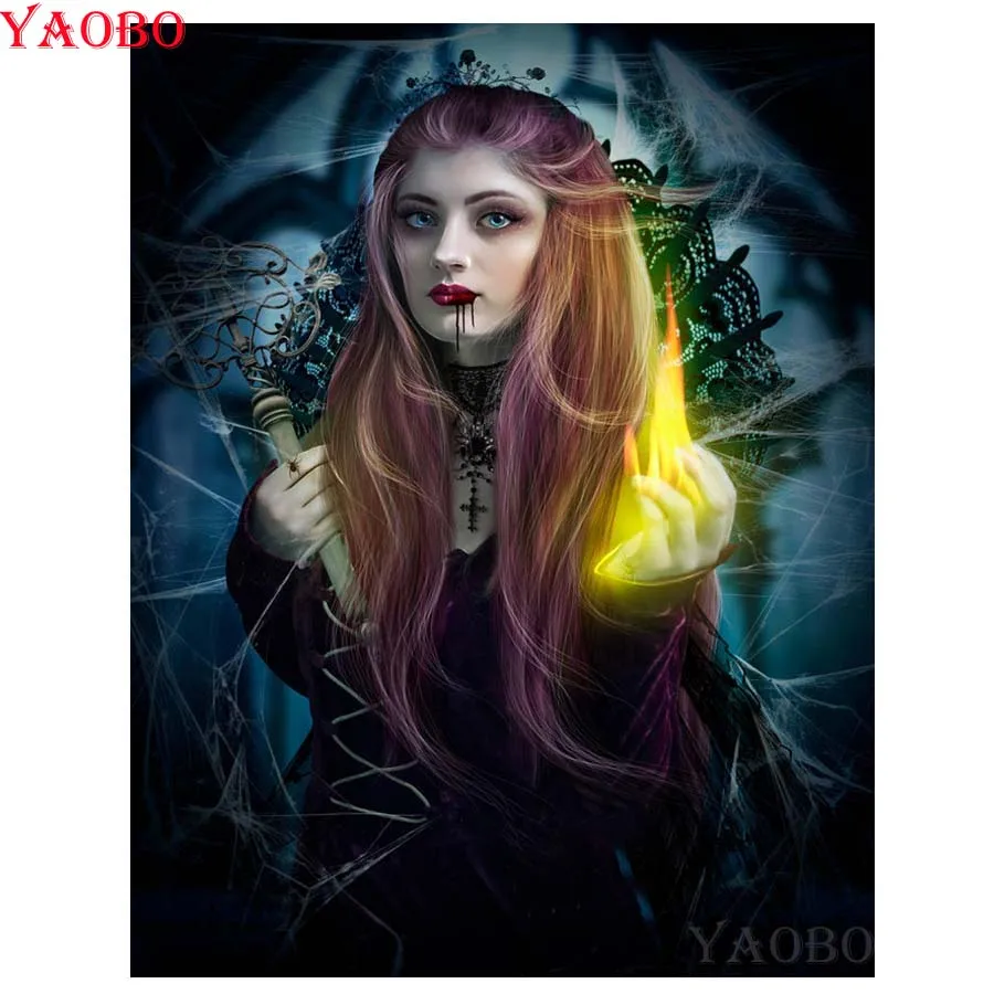 Полный квадрат круглый 5D DIY Алмазная картина волшебница женщина алмазная вышивка