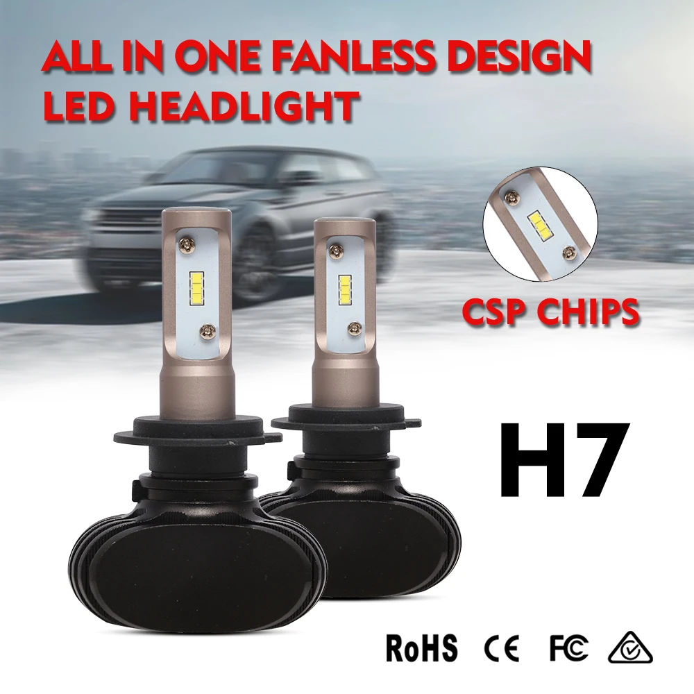 

2018 NEWEST ARRIVAL 2PCS Car Headlight H7 led lamp 12000LM 6500K h7 single Beam Luxeon CSP LED Auto Headlight bulbs FOR Civic
