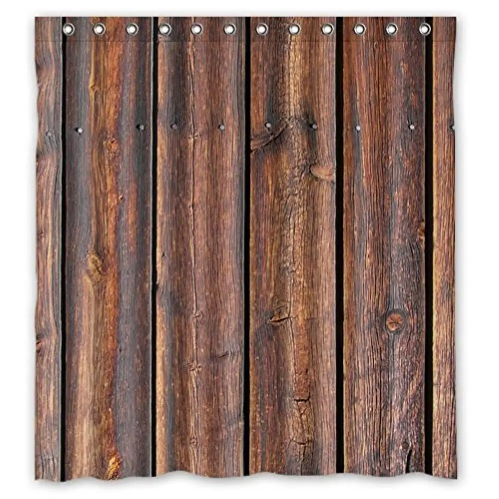 Vintage-Rustic-Old-Barn-Wood-Custom-Shower-Curtain-...