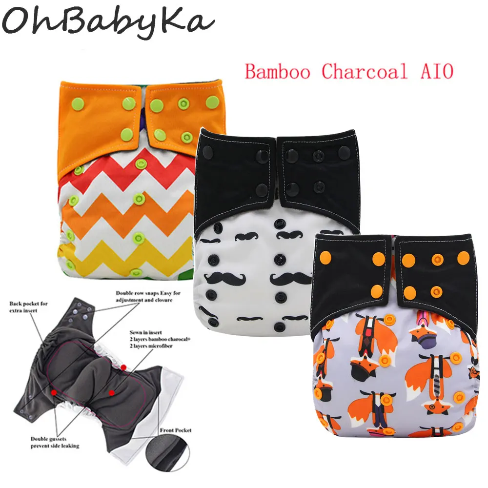 Ohbabyka AIO тканевый чехол для подгузников новорожденных Fraldas reutilizezaveis Многоразовые