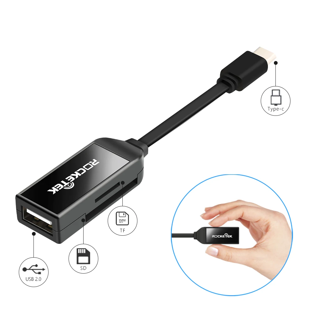 Rocketek type-c usb otg телефон Тип c мульти 2 в 1 кардридер-адаптер для SD/TF micro SD ПК компьютер ноутбук аксессуары