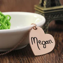 Rose Gold Color Engraved Hebrew Words Customized Necklace 925 Solid Silver Stamped Lover Name Pendent Jewery Valentine’s Day