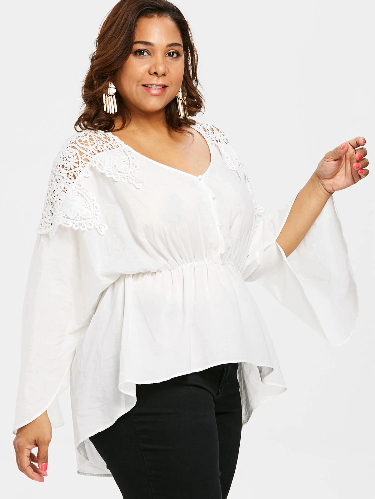 white high low shirt plus size