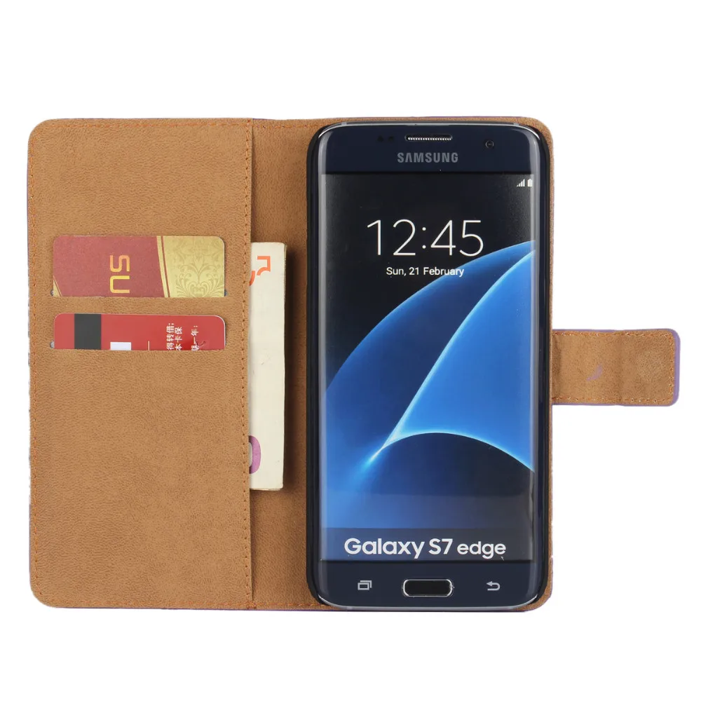 Для Galaxy S7 край флип чехол Защитный книга Kickstand карты карман Shell Бумажник кожаный чехол