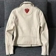 Женская модная кожаная куртка geuine с красным, бежевым, черным, облегающая мотоциклетная куртка, красивая женская куртка из овчины