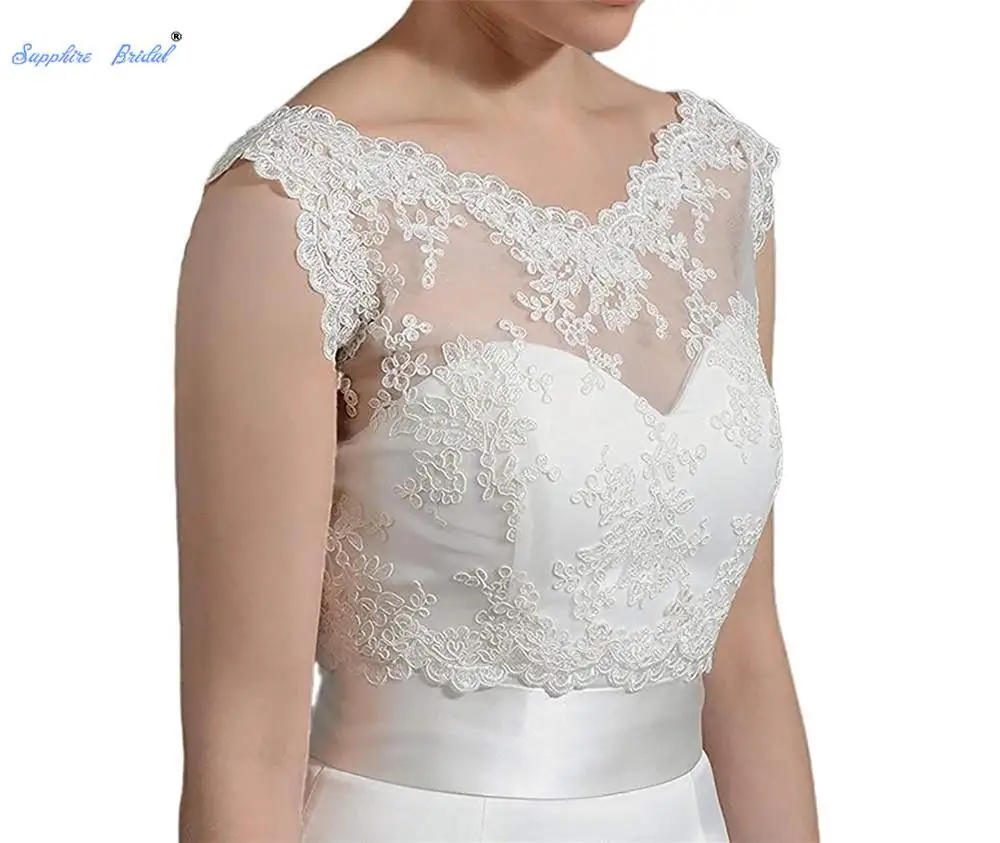 Sapphire Bridal новые женские с v-образным вырезом Кружева Аппликации свадебная куртка, болеро обертывания для свадьбы кружева куртка женщин болеро куртка