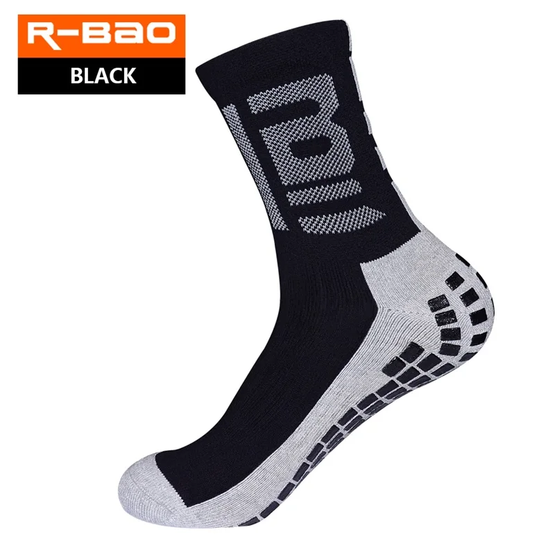 black RB6604 R-BAO новое поступление Взрослые Махровые носки для футбола высококачественные Нескользящие футбольные короткие носки - Цвет: black