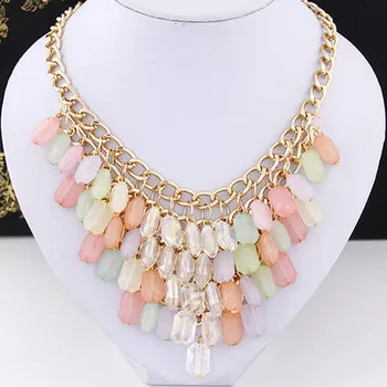 

12pcs/lot Hot fashion European and American handmade resin jewelry wholesale candy-colored wild necklace