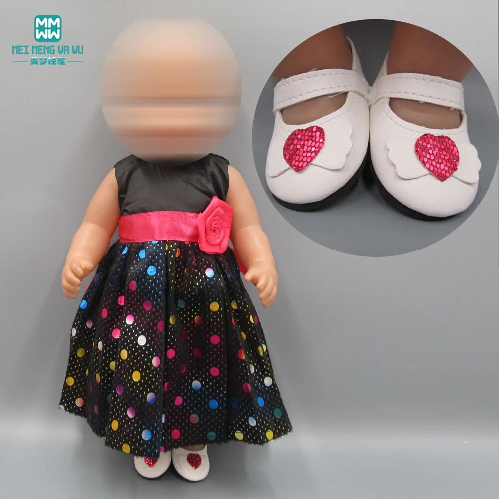 

Baby clothes for doll fit 43cm new born doll accessories fashion black sequined princess dress
